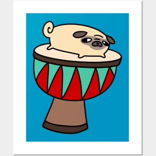 Little Pug and Djembe Posters and Art